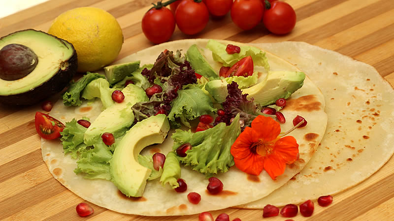 Gluten free wraps with salad